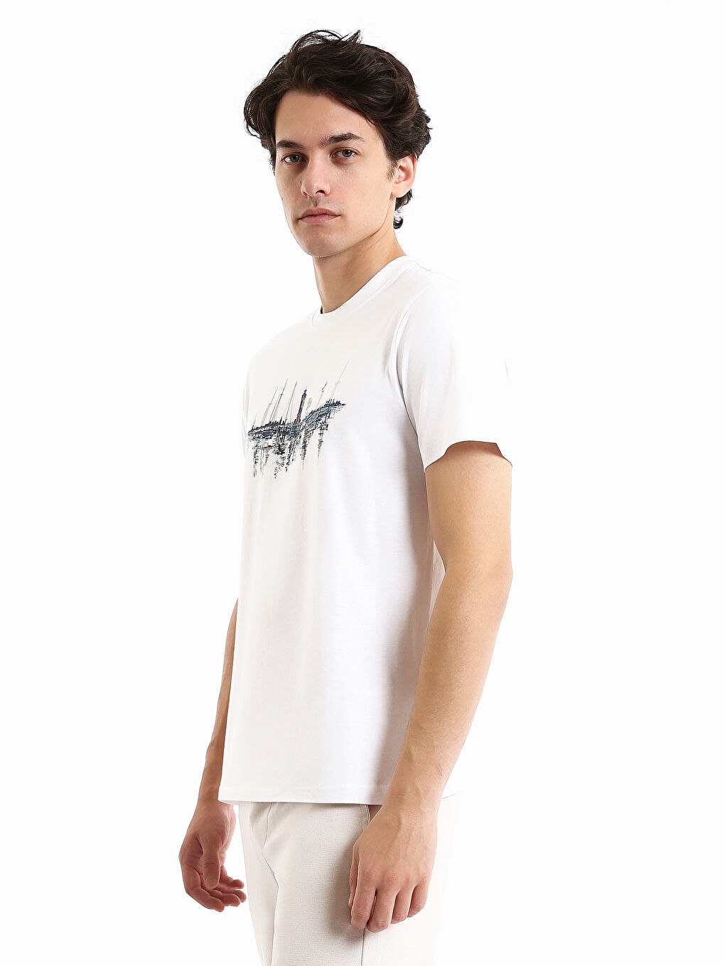 T-shirt Imprimé pour Hommes à Col Rond-3
