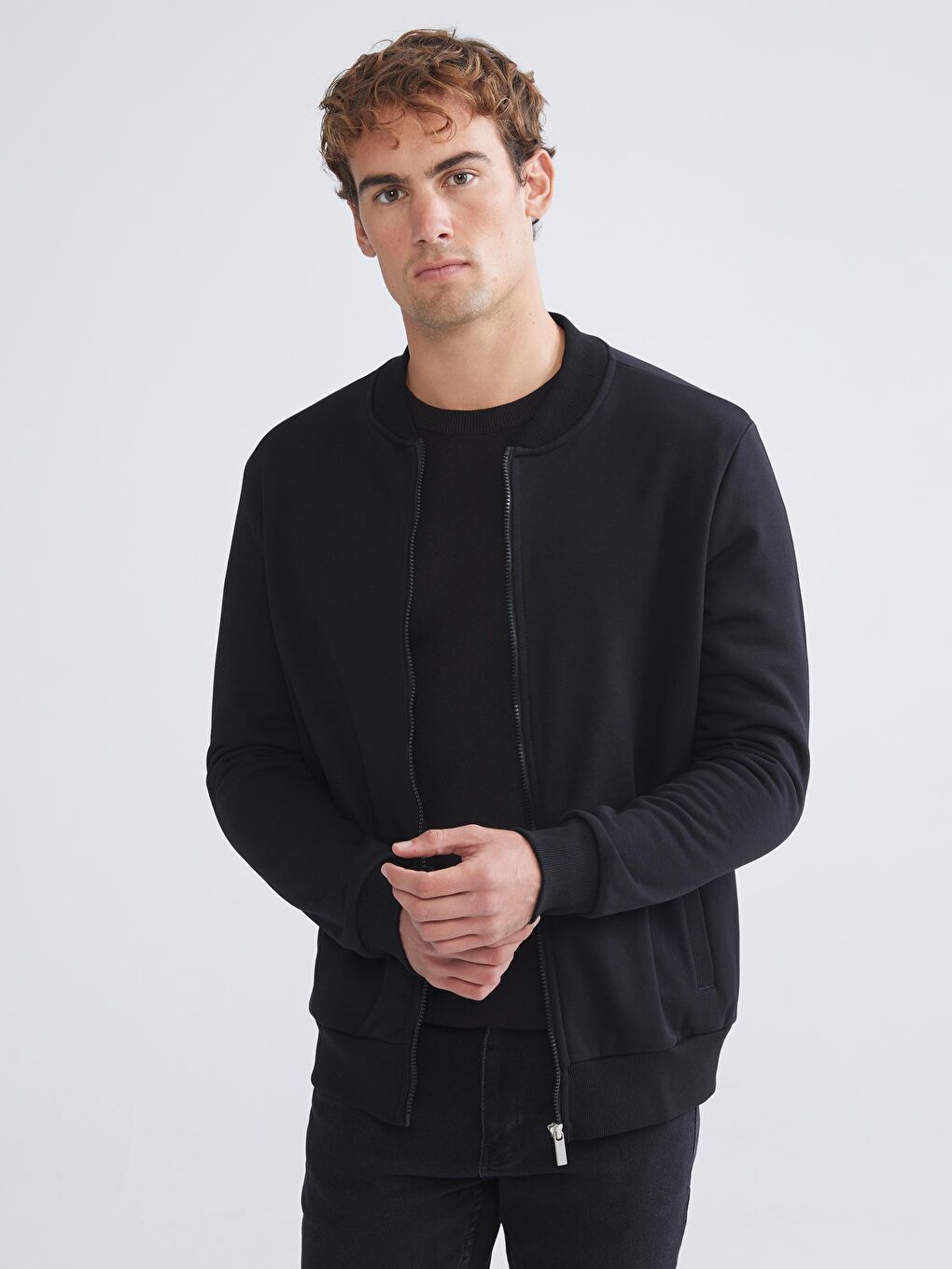 Man BLACK Zip-Up Sweatshirt
