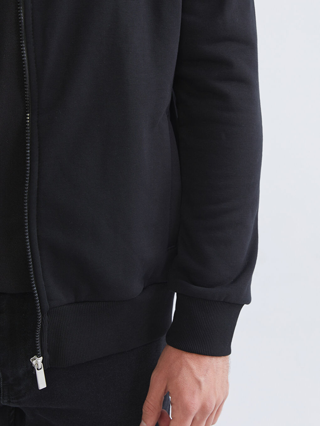 Man BLACK Zip-Up Sweatshirt-2