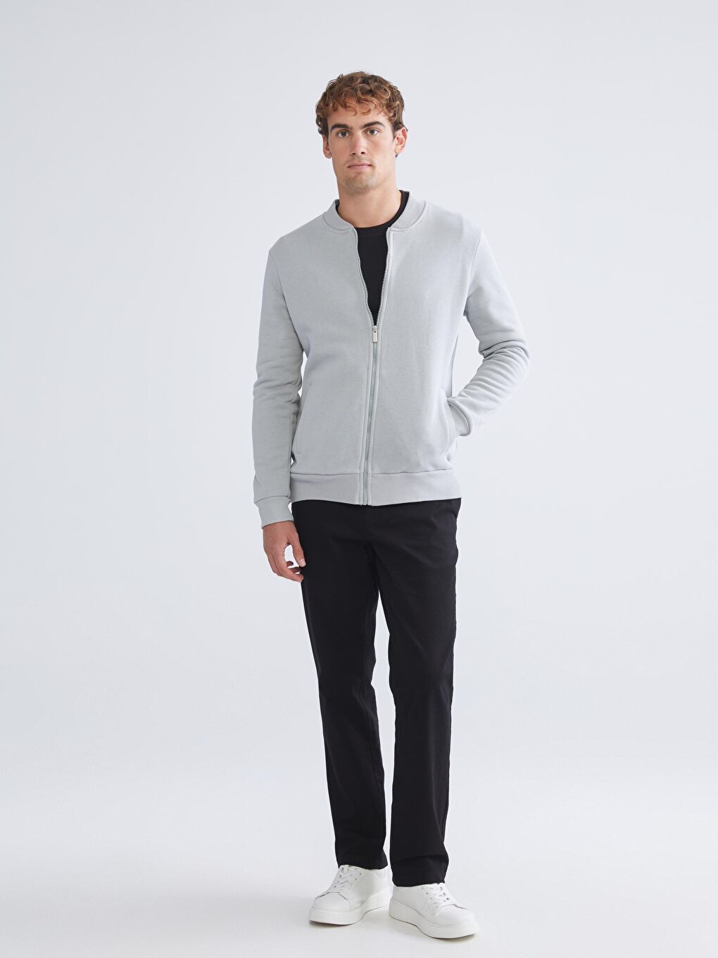Man GREY Zip-Up Sweatshirt-1