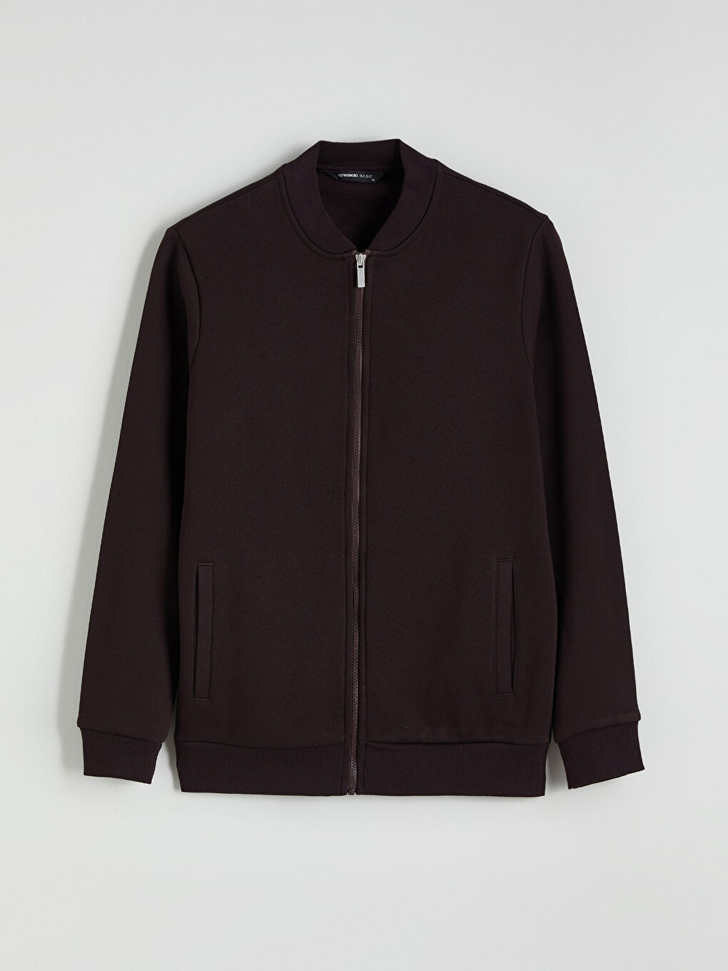 Kahverengi Kolej Yaka Erkek Kalın Fermuarlı Sweatshirt-4