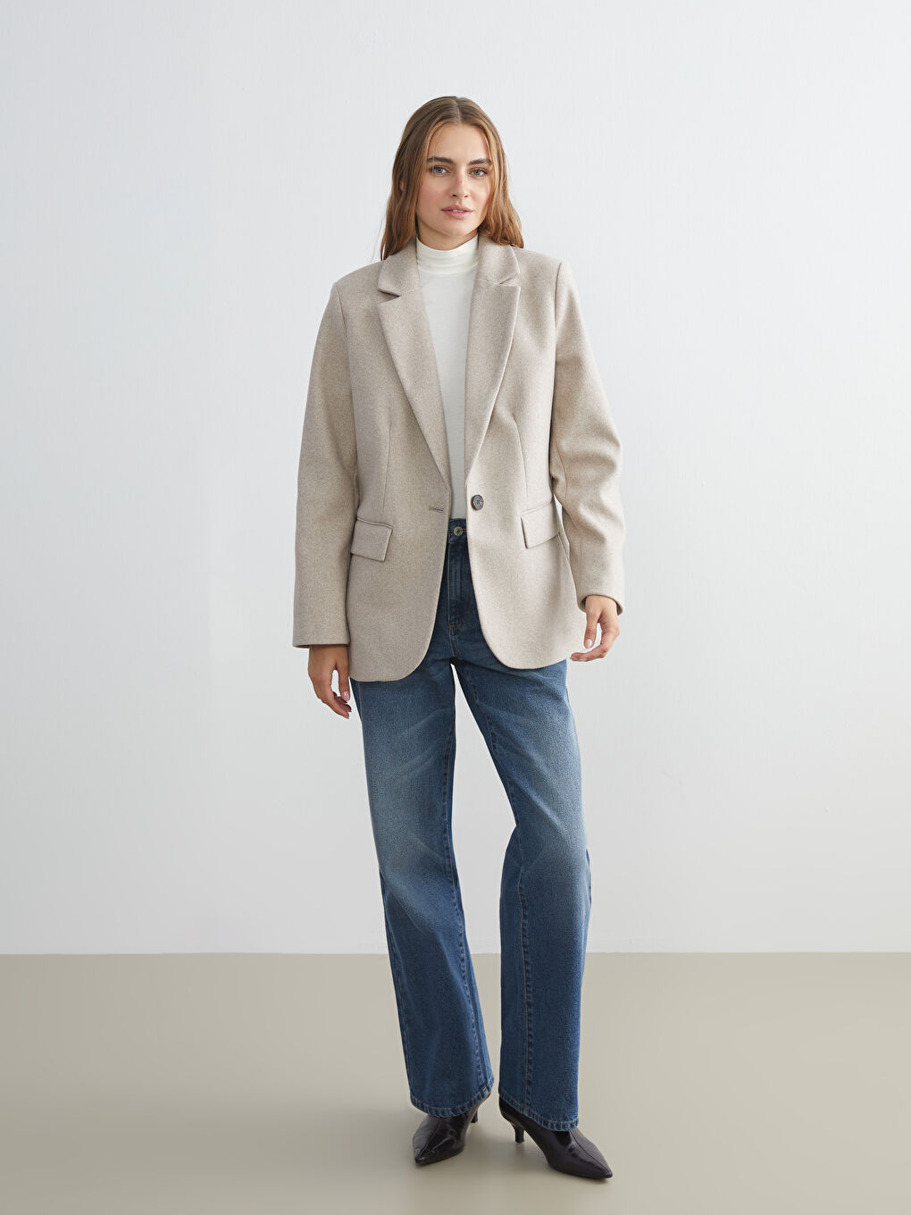 Woman BEIGE Blazer Jacket-1