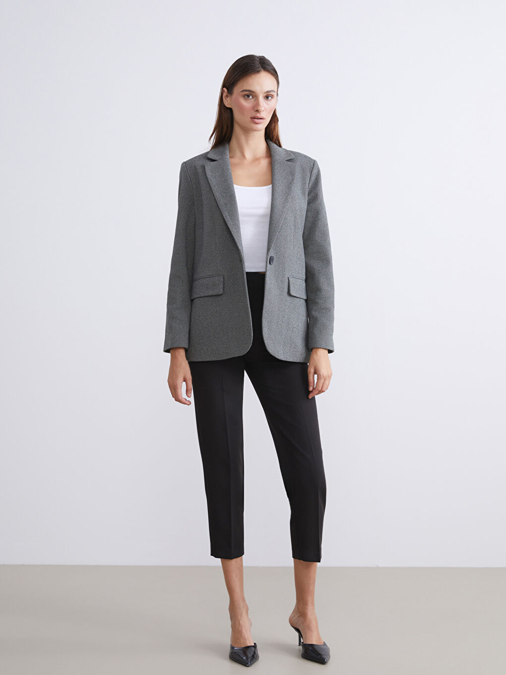 Woman GREY Blazer Jacket-1