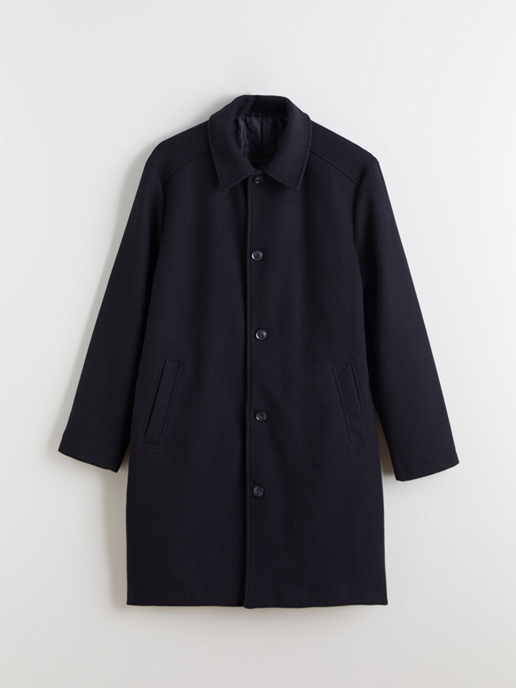 Lacivert Standart Kalıp Erkek Kaşe Kaban-5