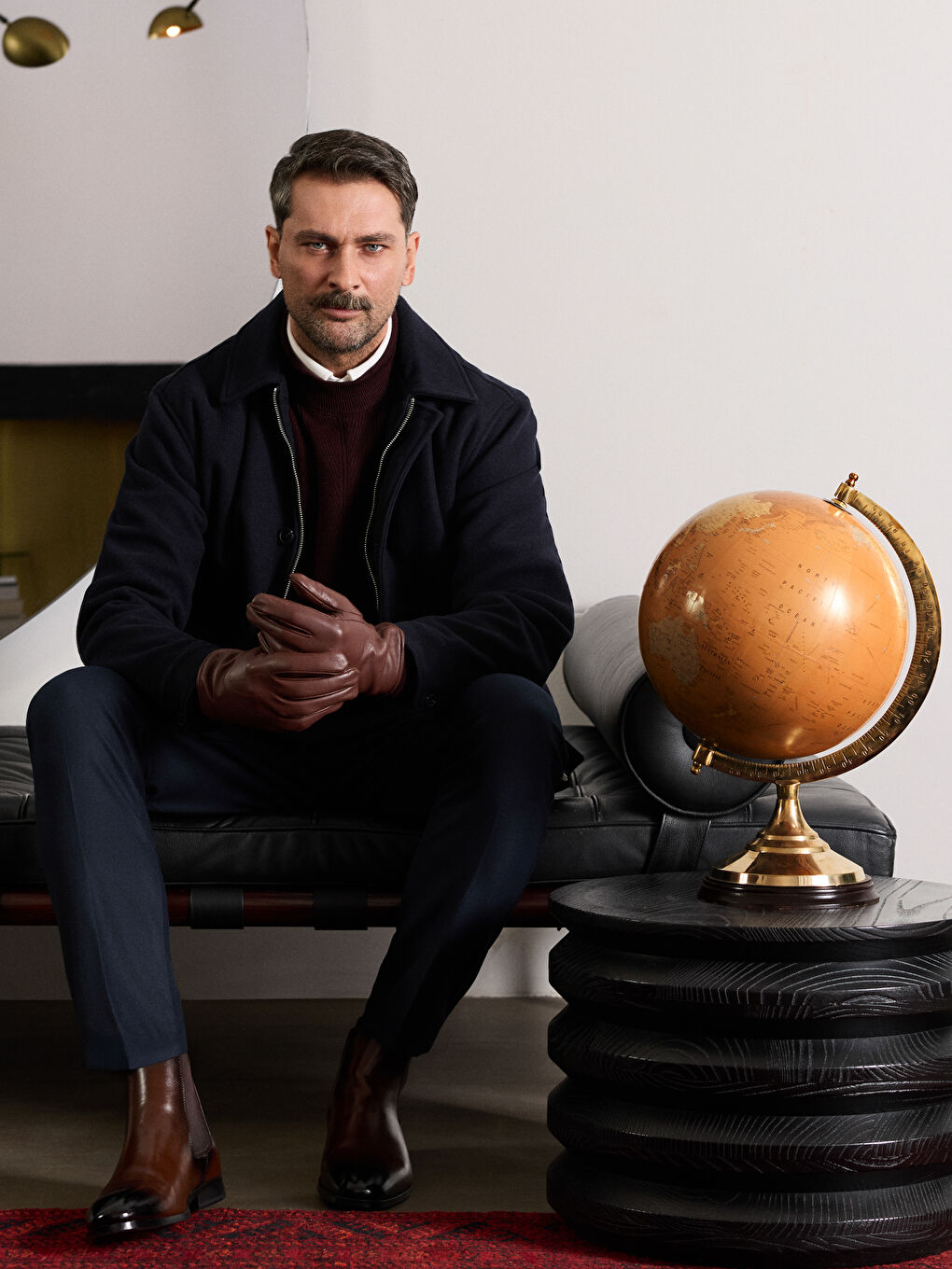 Lacivert Standart Kalıp Gömlek Yaka Erkek Kaşe Mont