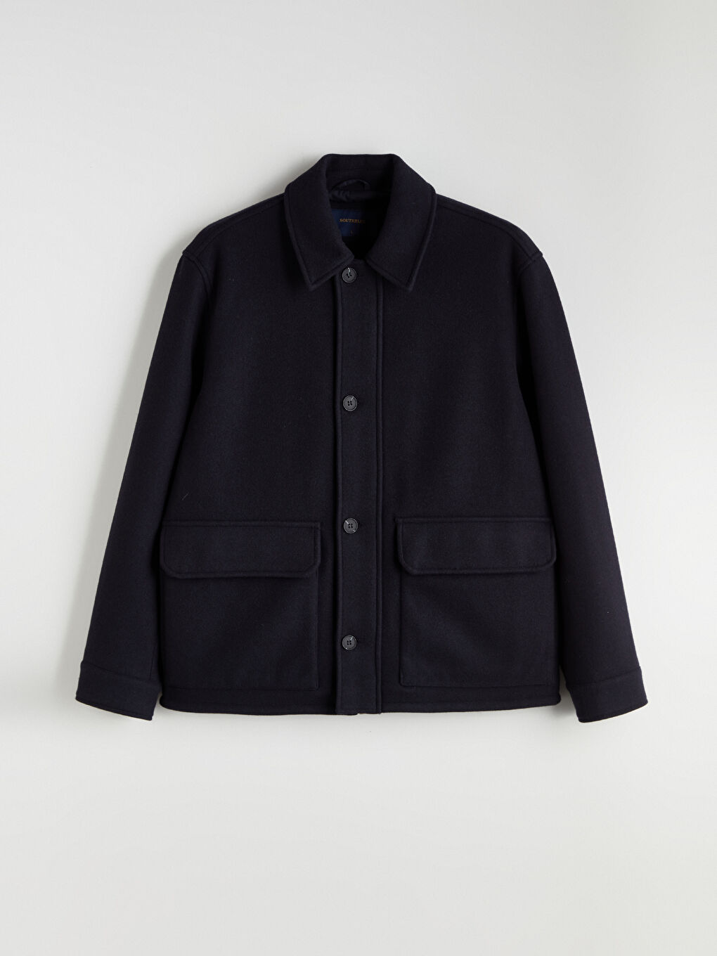 Lacivert Standart Kalıp Gömlek Yaka Erkek Kaşe Mont-8