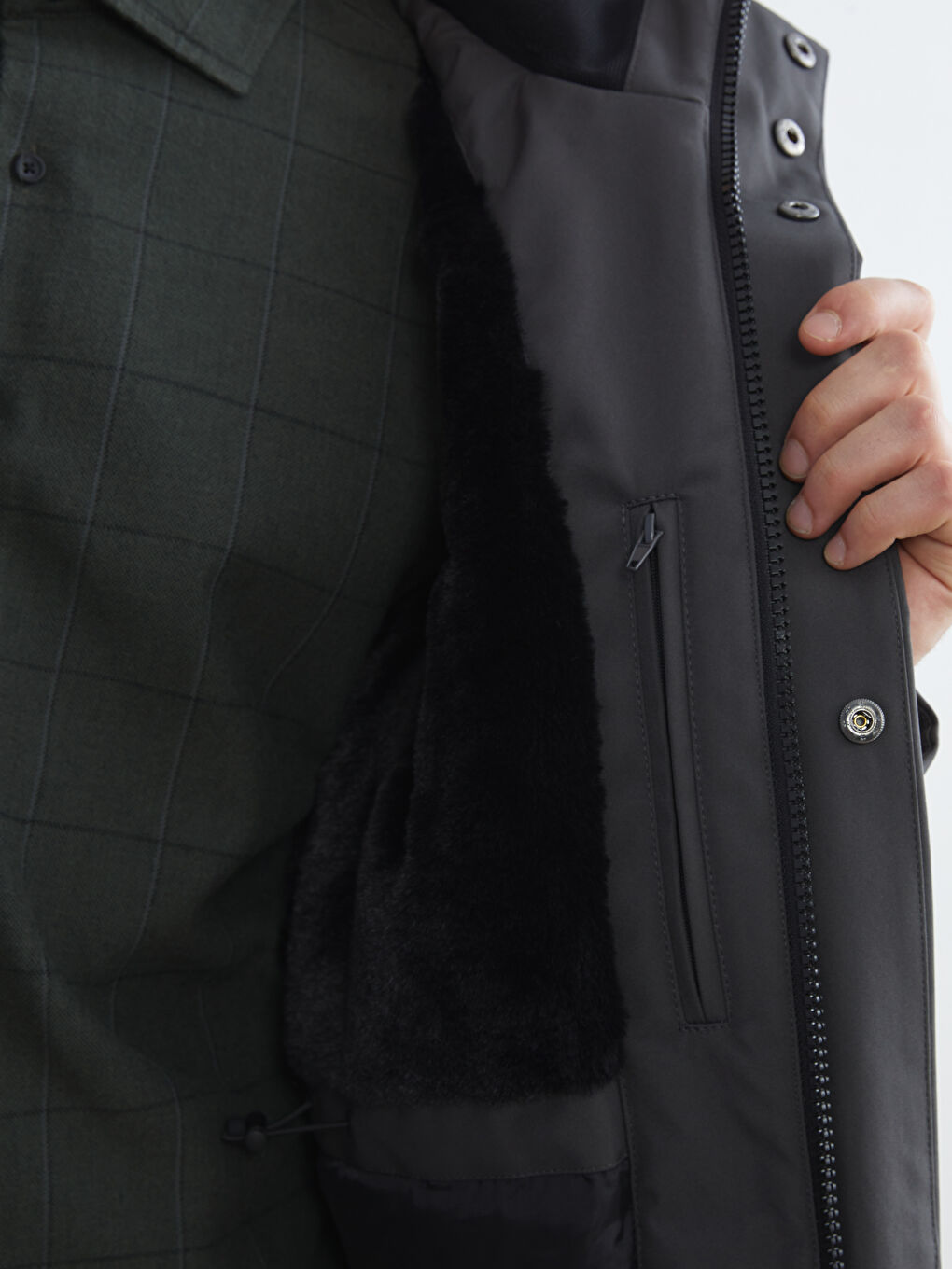 Ерлерге арналған стандартты пішім капюшонды парка пальтосы-1