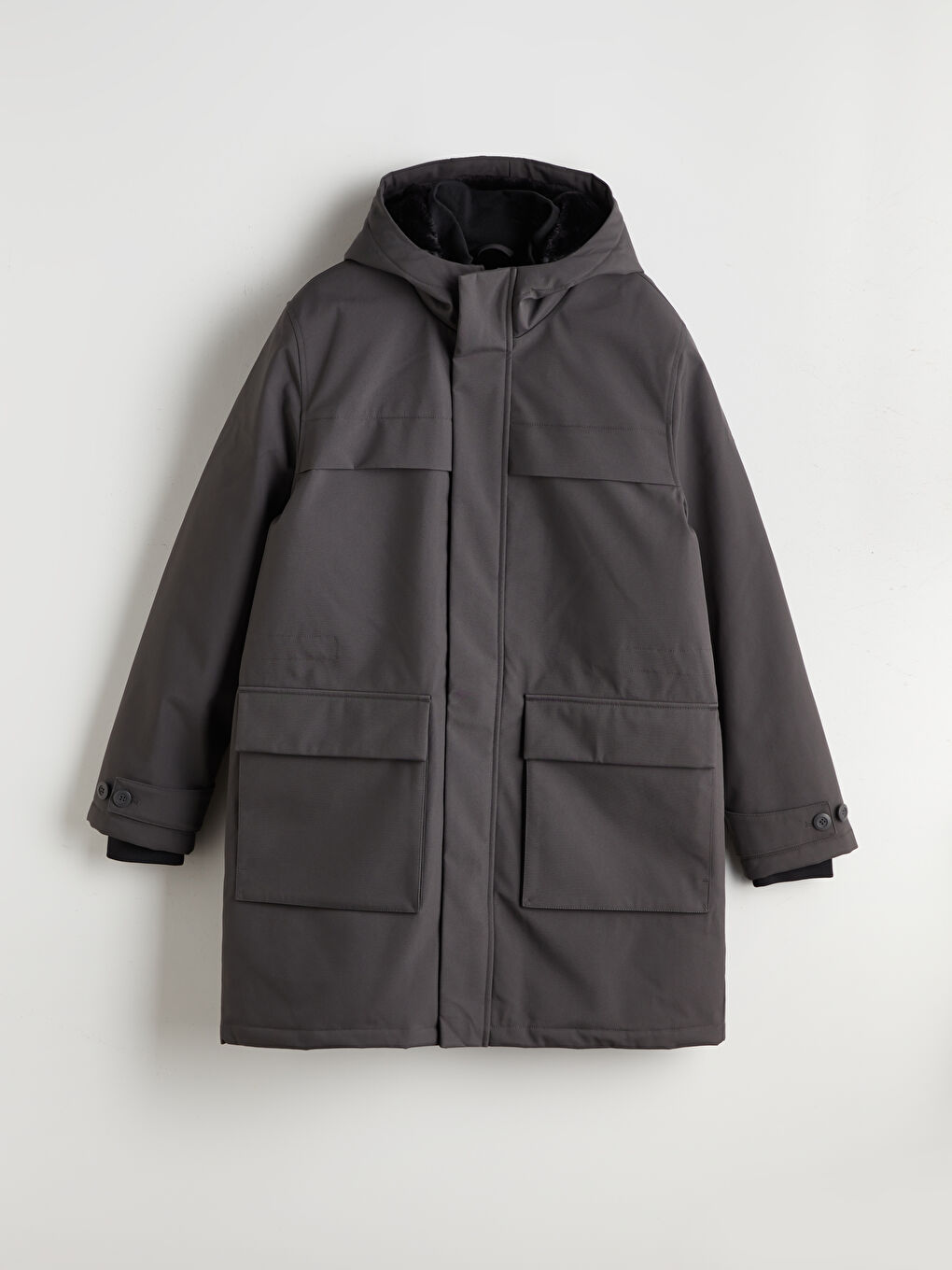 Ерлерге арналған стандартты пішім капюшонды парка пальтосы-4