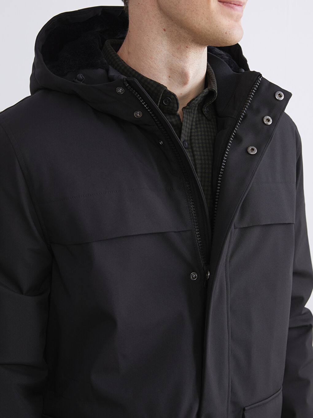 Ерлерге арналған стандартты пішім капюшонды парка пальтосы-2