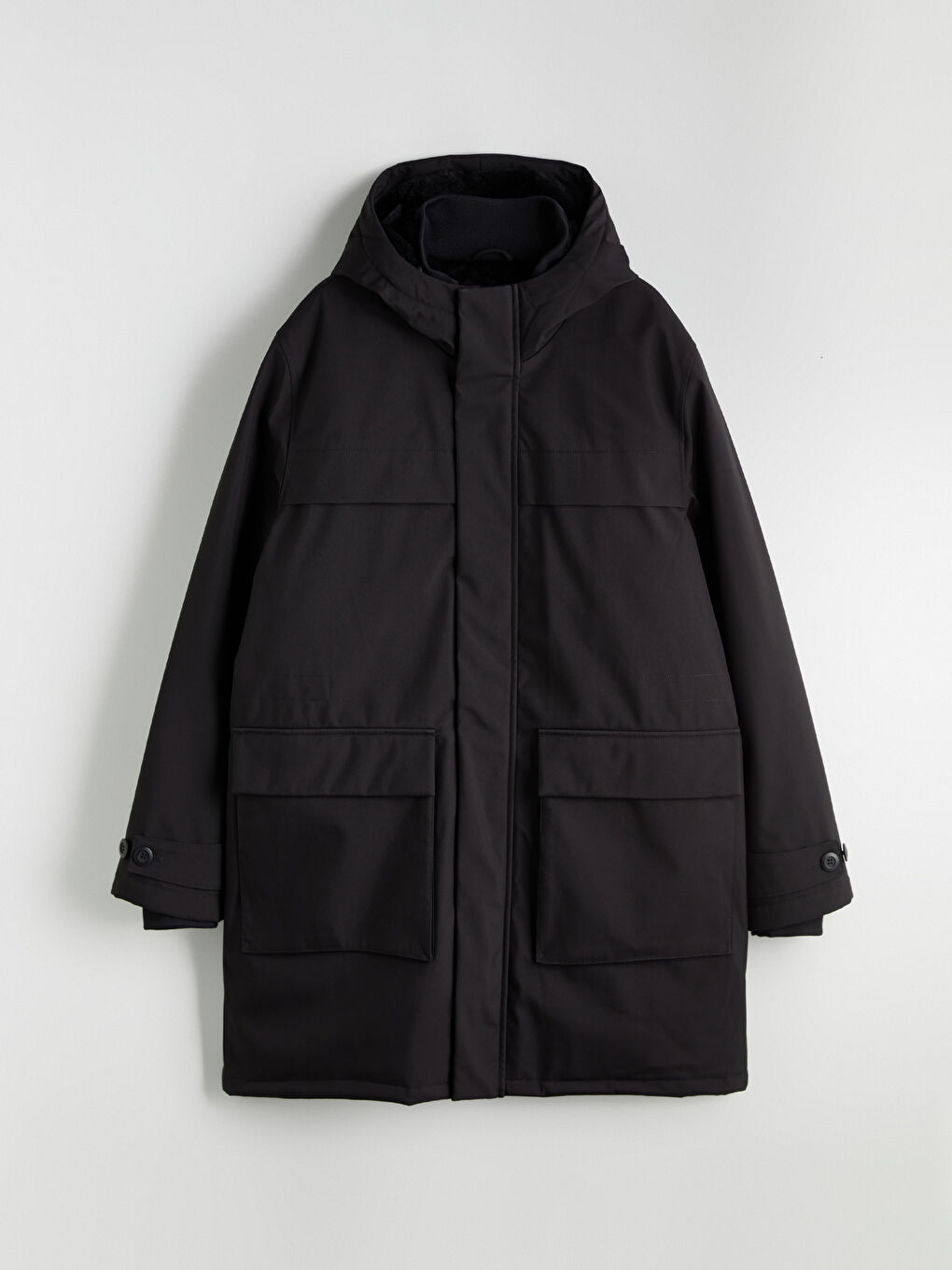 Ерлерге арналған стандартты пішім капюшонды парка пальтосы-5