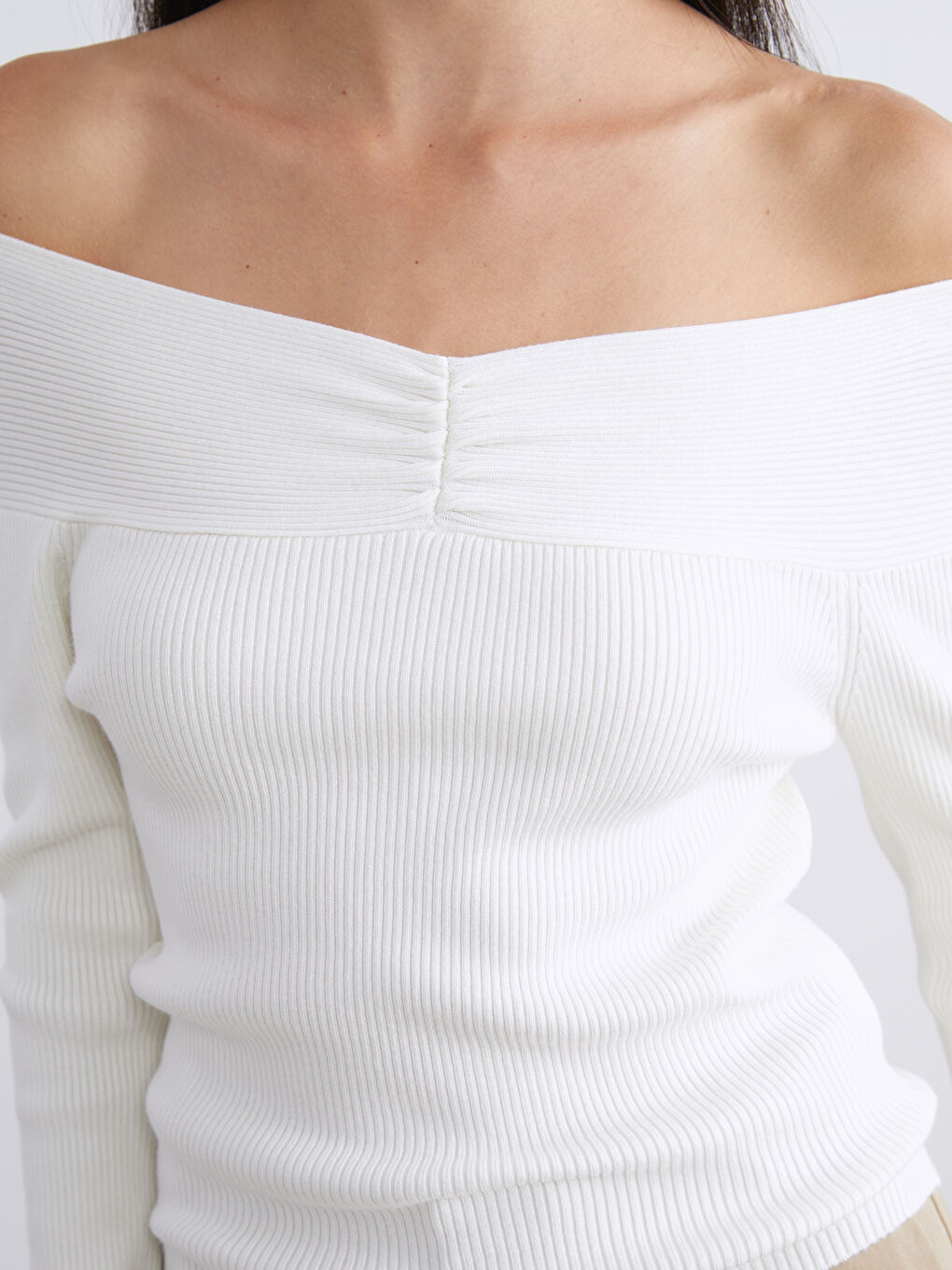 Slash Neck Women's Knitwear Sweater-2