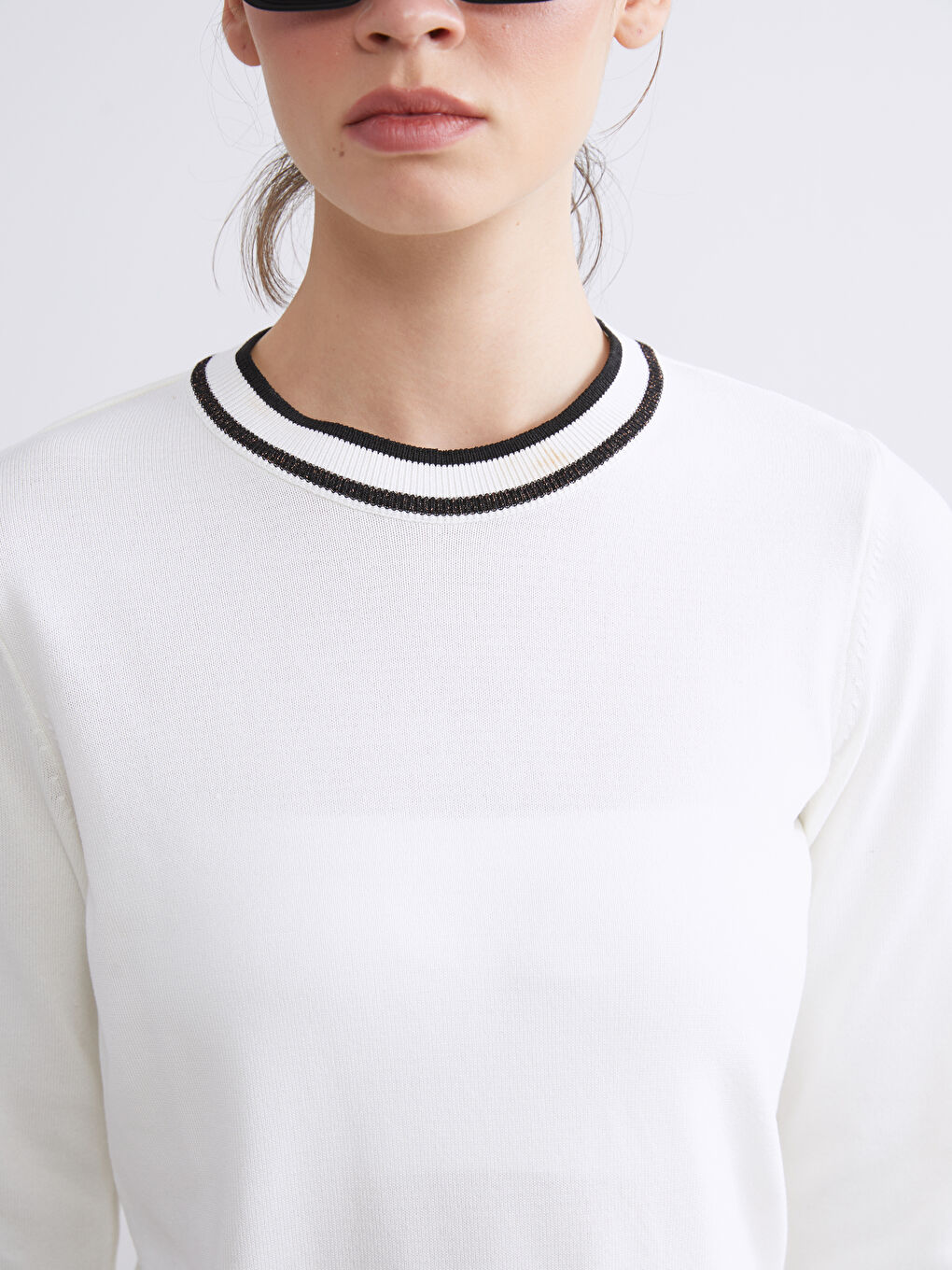 LCW Vision Crew Neck Striped Women's Knitwear Sweater -W5BN48Z8-FDU
