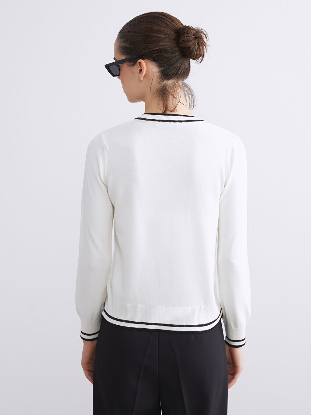 LCW Vision Crew Neck Striped Women's Knitwear Sweater -W5BN48Z8-FDU