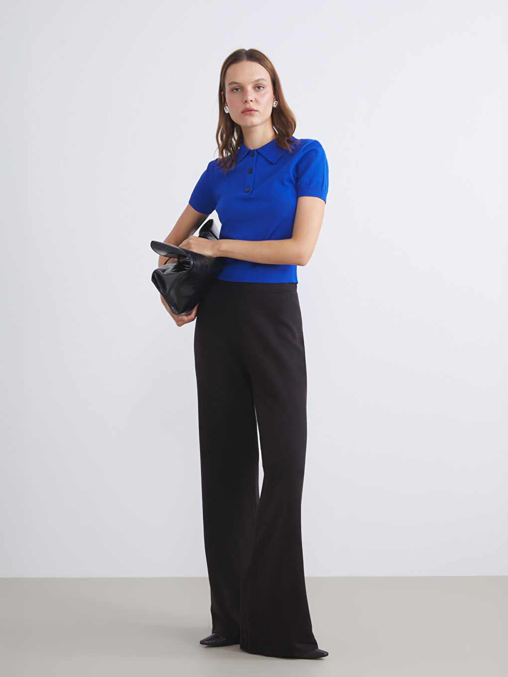 LCW Vision Elasticated Waist Wide Leg Women's Knitwear Trousers -W5BN50Z8-CVL