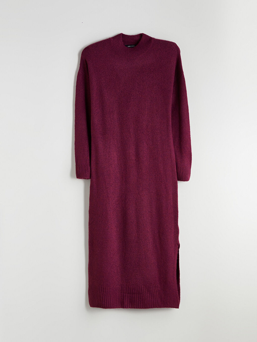 Funnel Neck Slit Detail Knitwear Dress-5