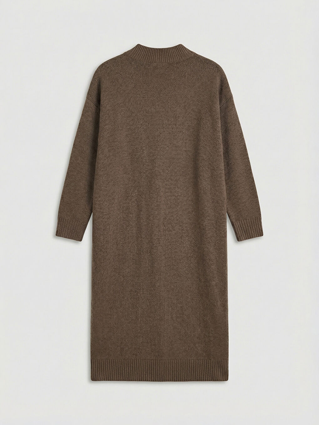 Сукня з трикотажу з високим коміром та розрізом-1
