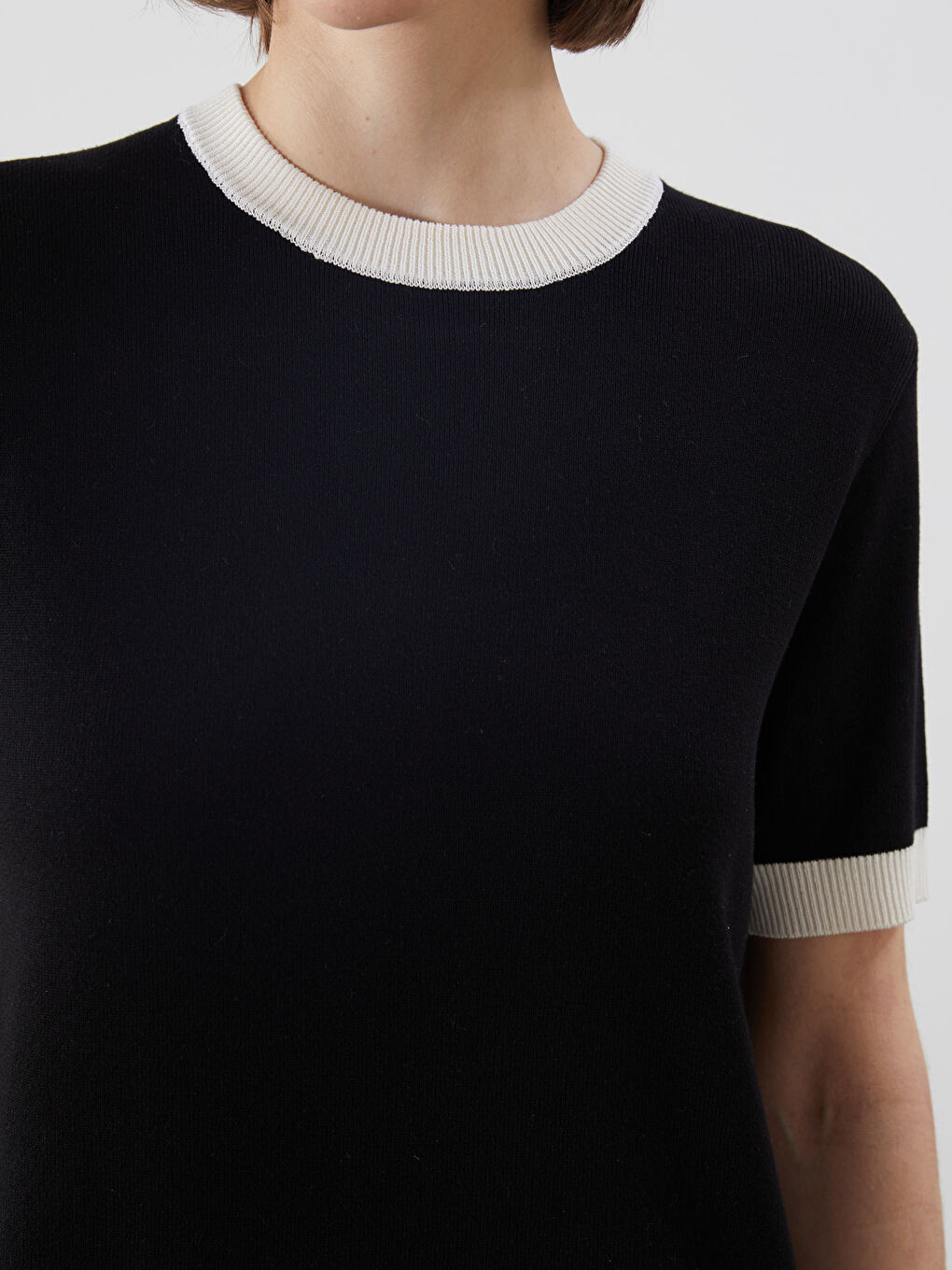 LCW Vision Crew Neck Mini Knitwear Dress -W5BN54Z8-CVL