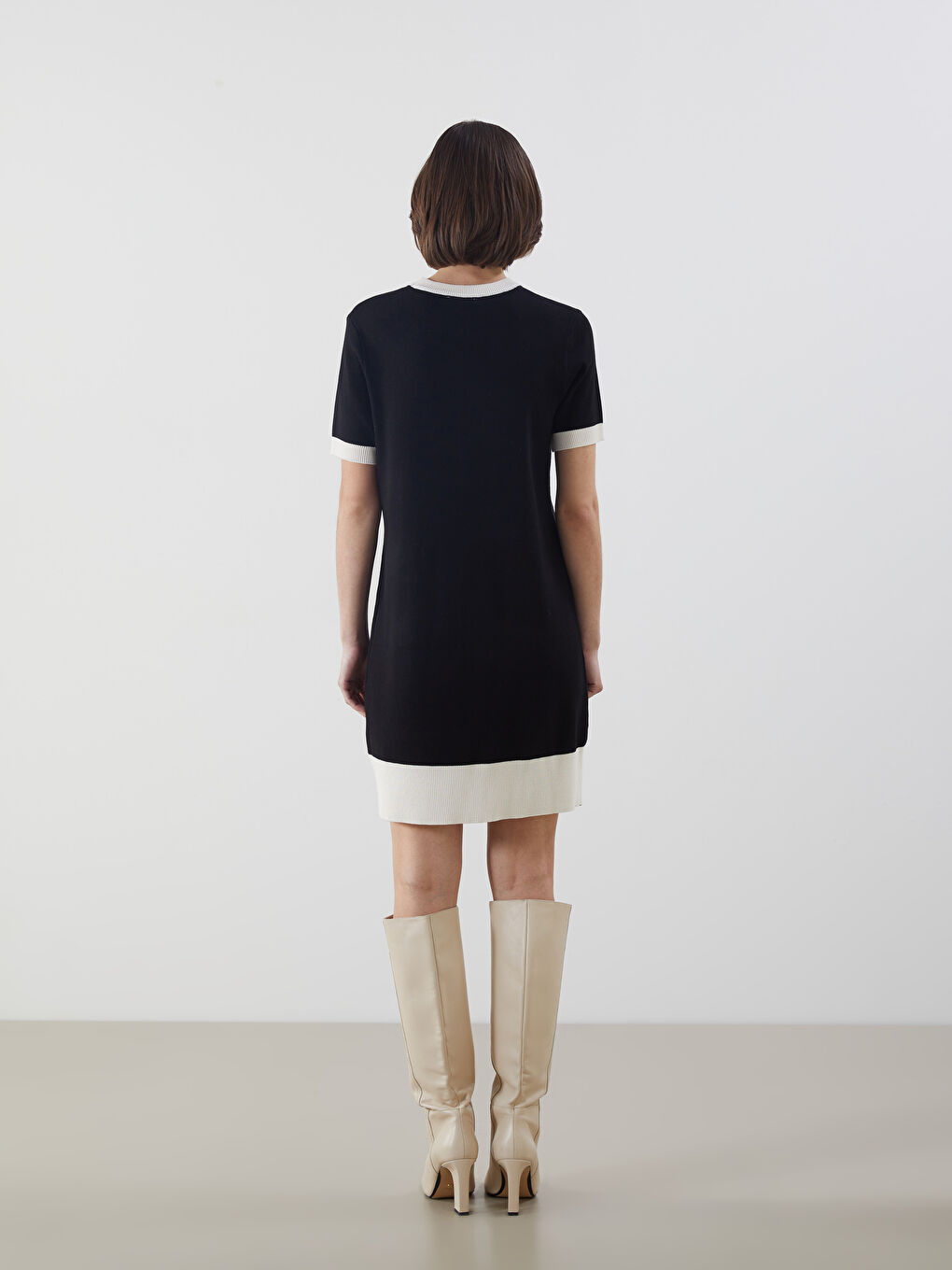 LCW Vision Crew Neck Mini Knitwear Dress -W5BN54Z8-CVL