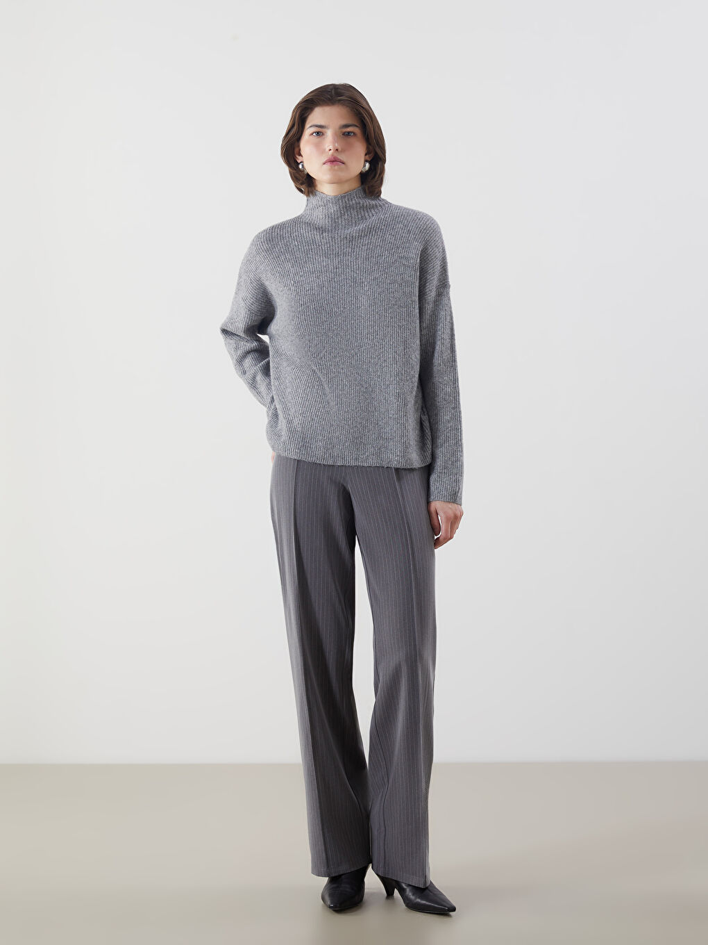 Funnel Neck Oversize Women's Knitwear Sweater-1