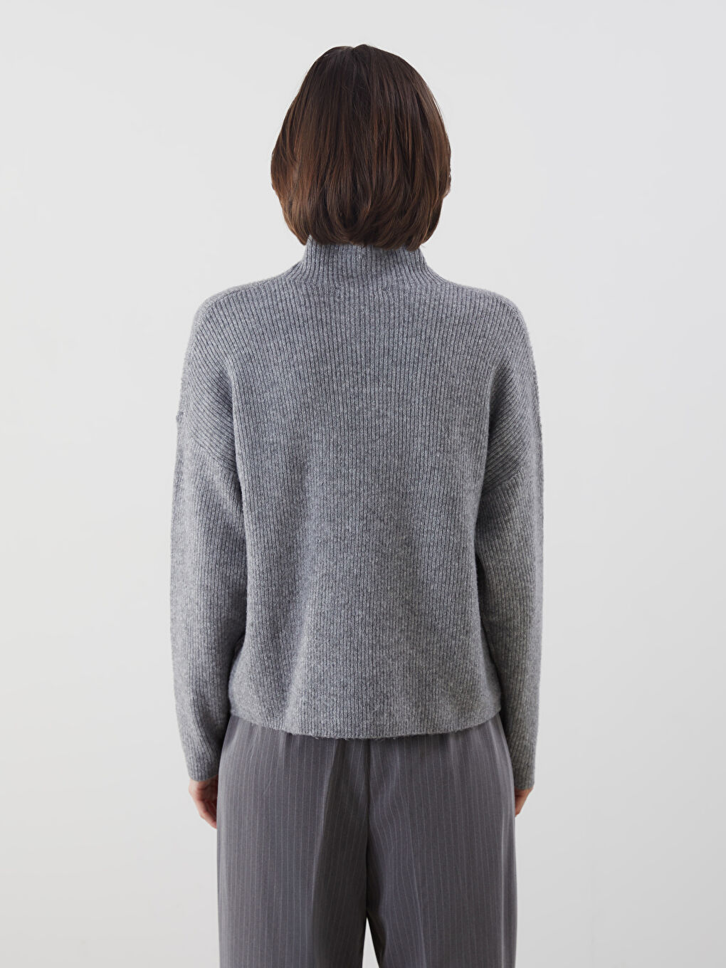 Funnel Neck Oversize Women's Knitwear Sweater-3