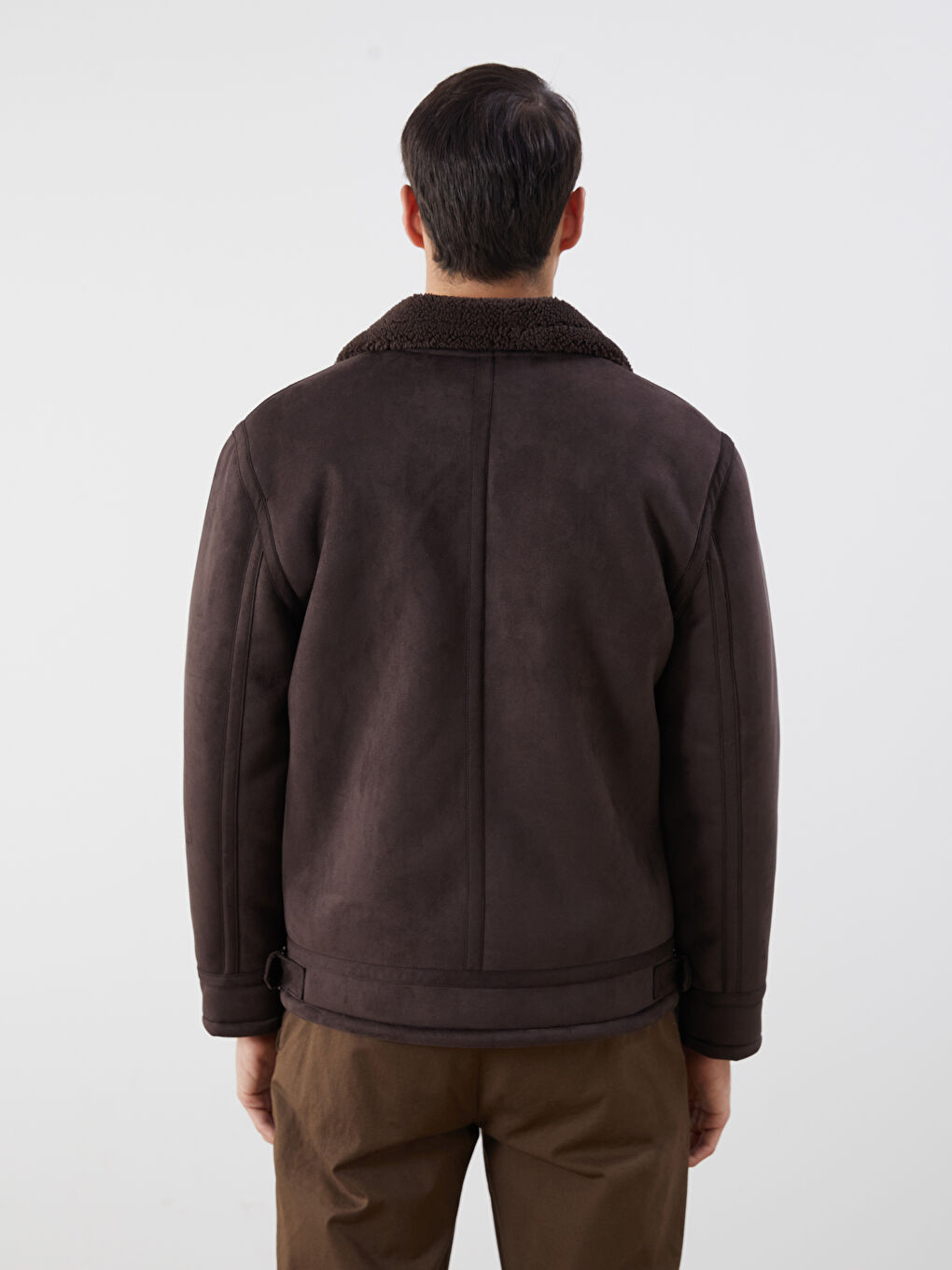 LCW Vision Standard Fit Collared Neck Suede Men's Coat -W5BN61Z8-JNU