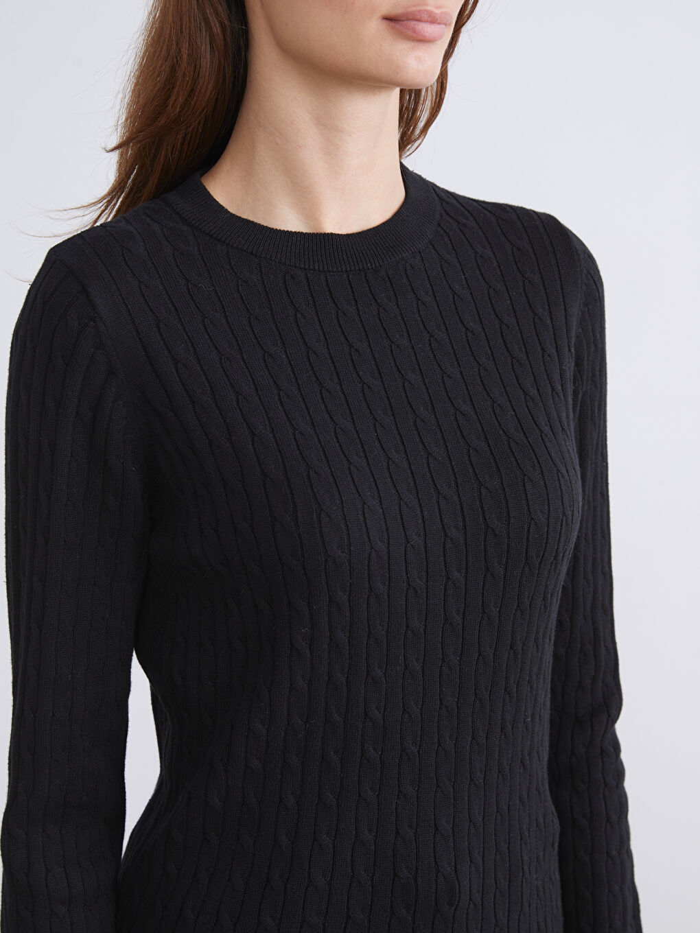 Crew Neck Self-Patterned Women's Knitwear Sweater-2