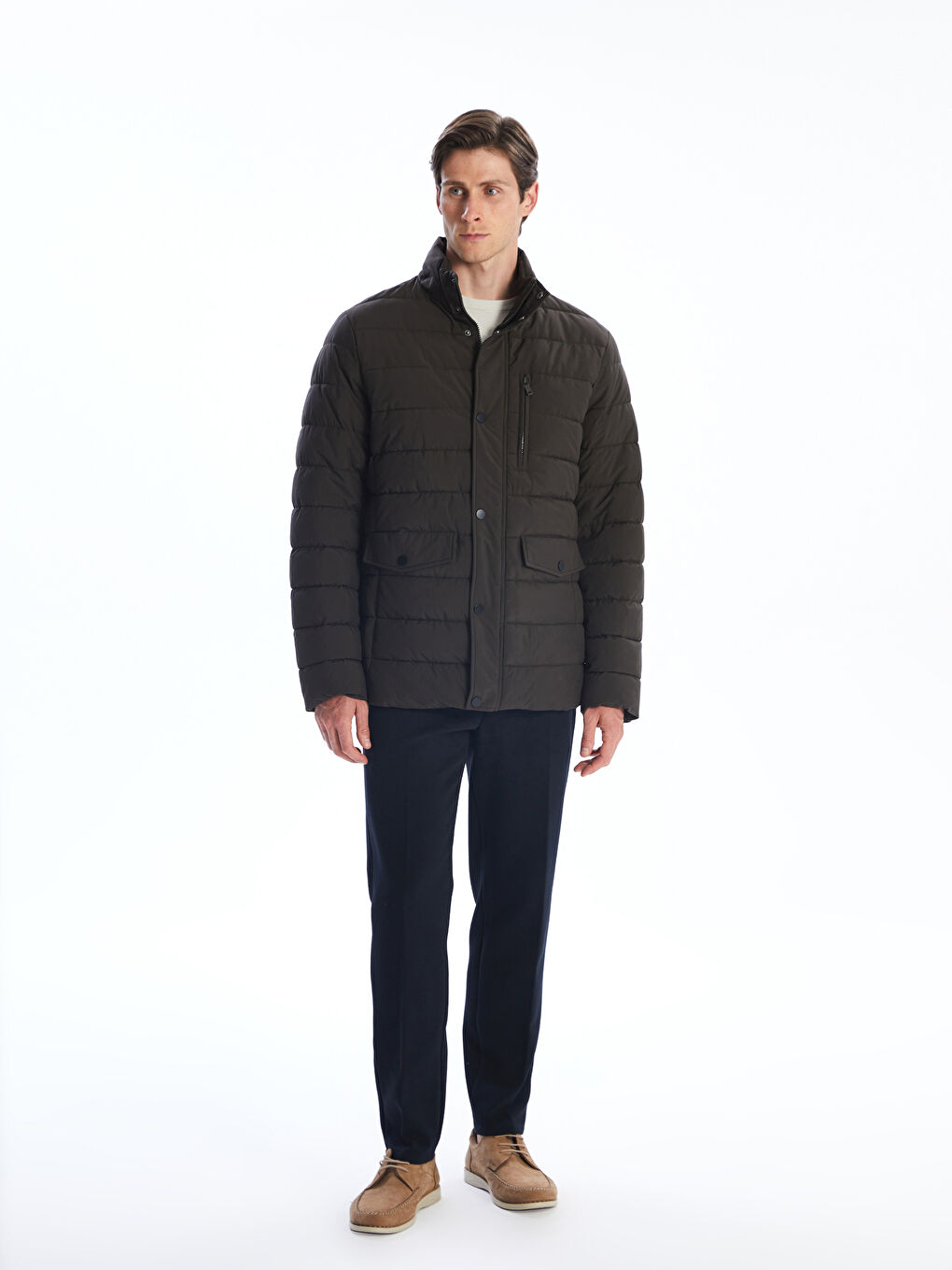 Standard Fit Funnel Neck Men's Puffer Coat-1