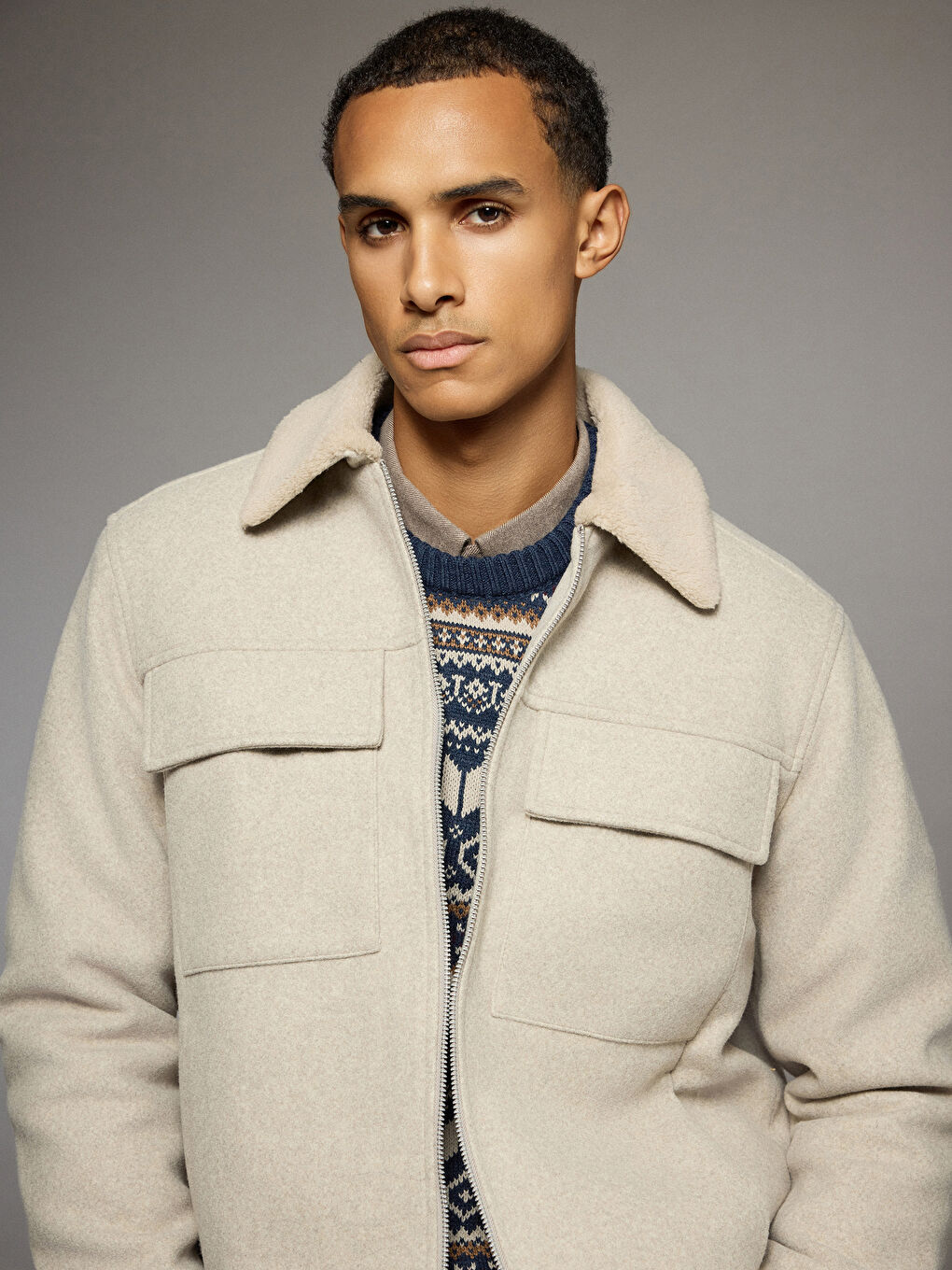 მამაკაცები ბეჟი ქურთუკი-1