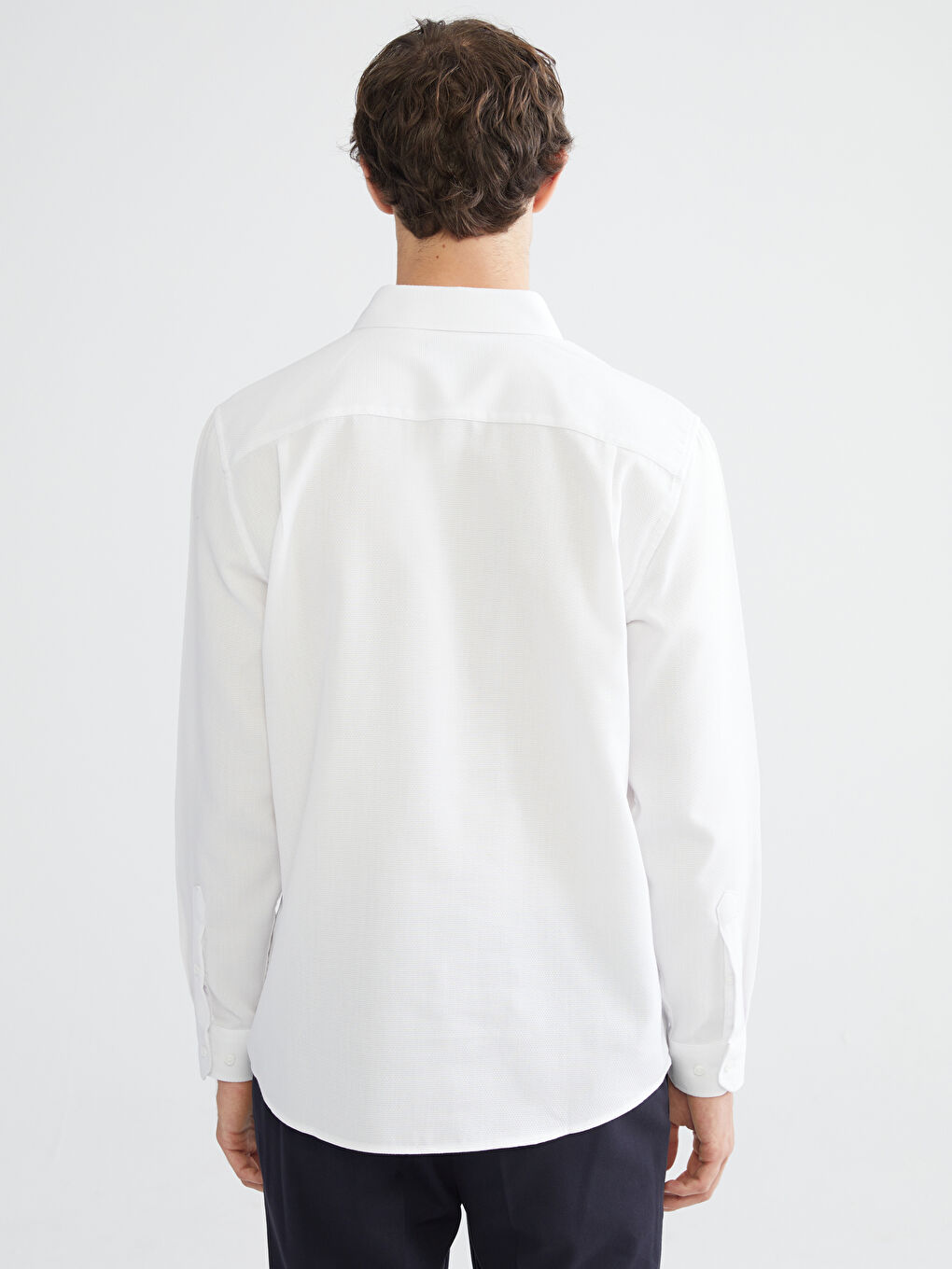 Slim Fit Long Sleeve Dobby Men's Shirt-3