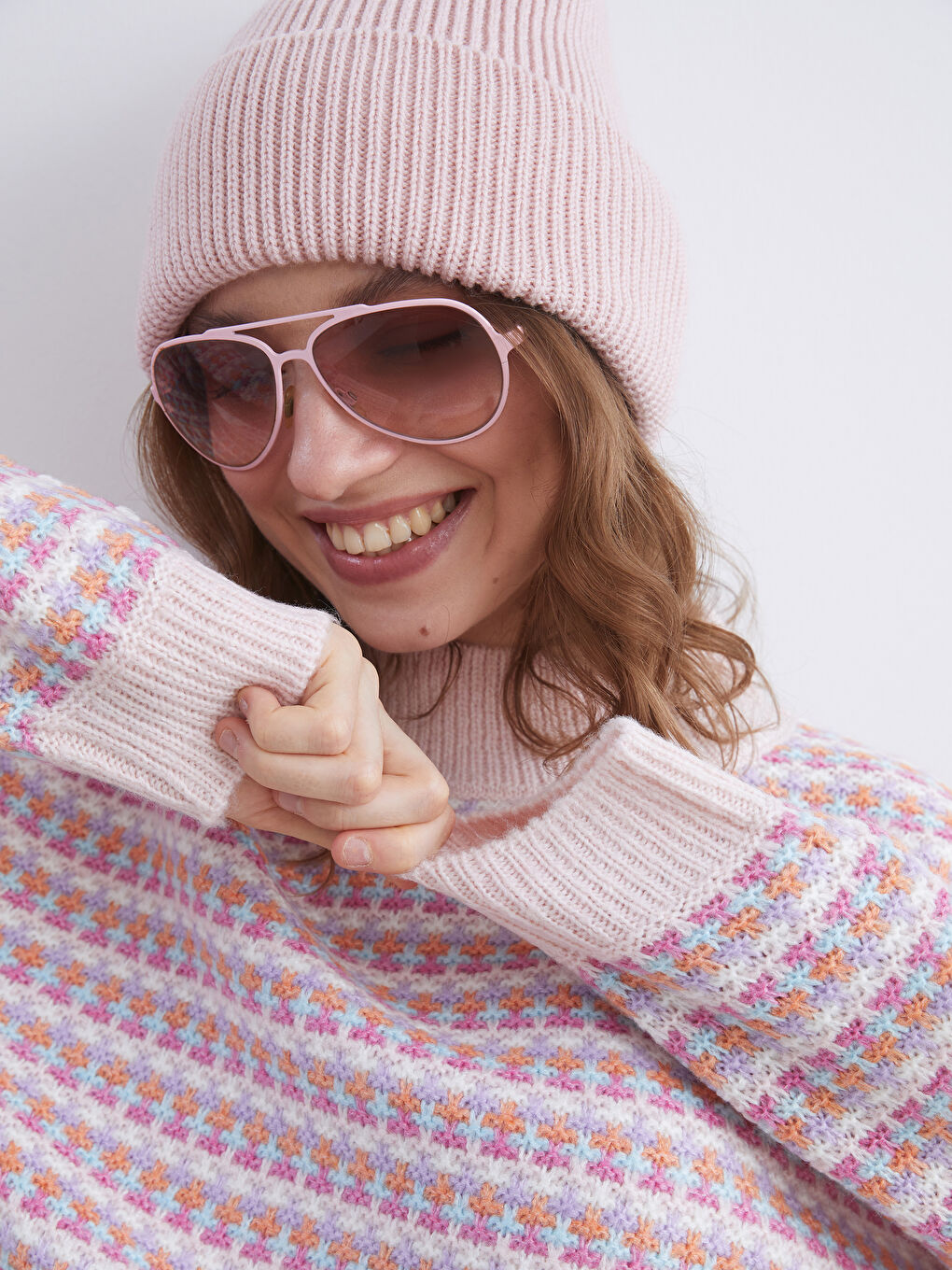 Crew Neck Patterned Women's Knitwear Sweater-2