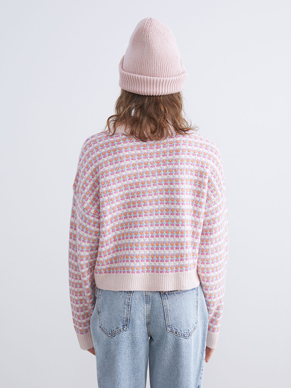 Crew Neck Patterned Women's Knitwear Sweater-3