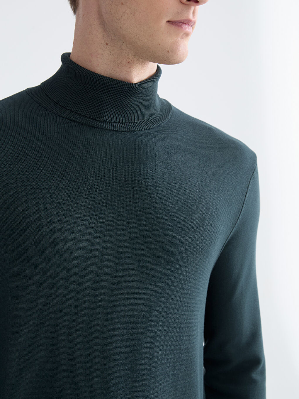 Yeşil Balıkçı Yaka Erkek Triko Kazak-2