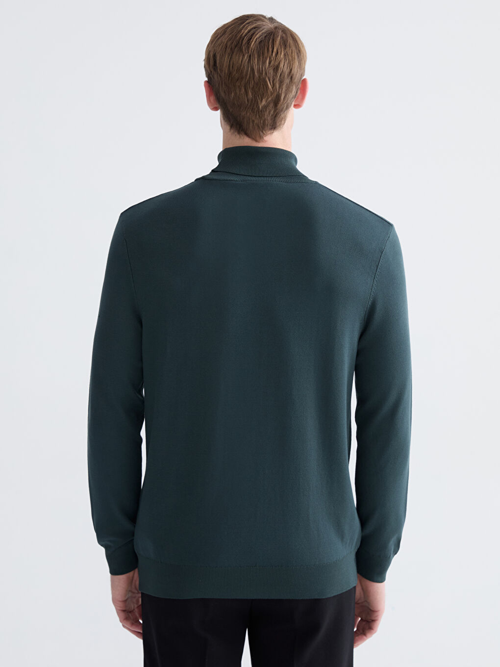 Yeşil Balıkçı Yaka Erkek Triko Kazak-3