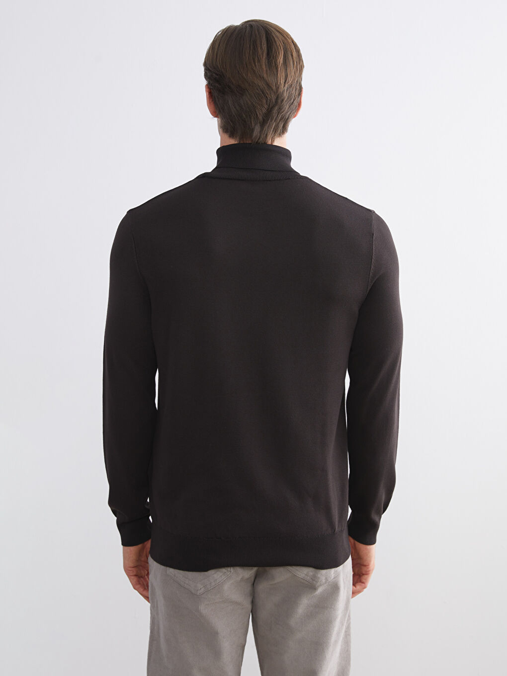 Kahverengi Balıkçı Yaka Erkek Triko Kazak-3