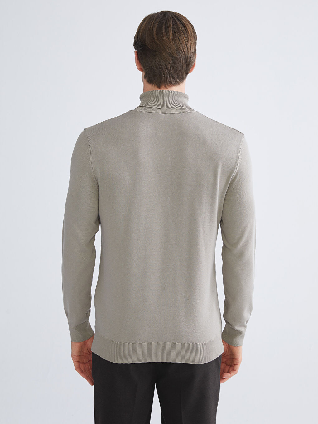 Bej Balıkçı Yaka Erkek Triko Kazak-3