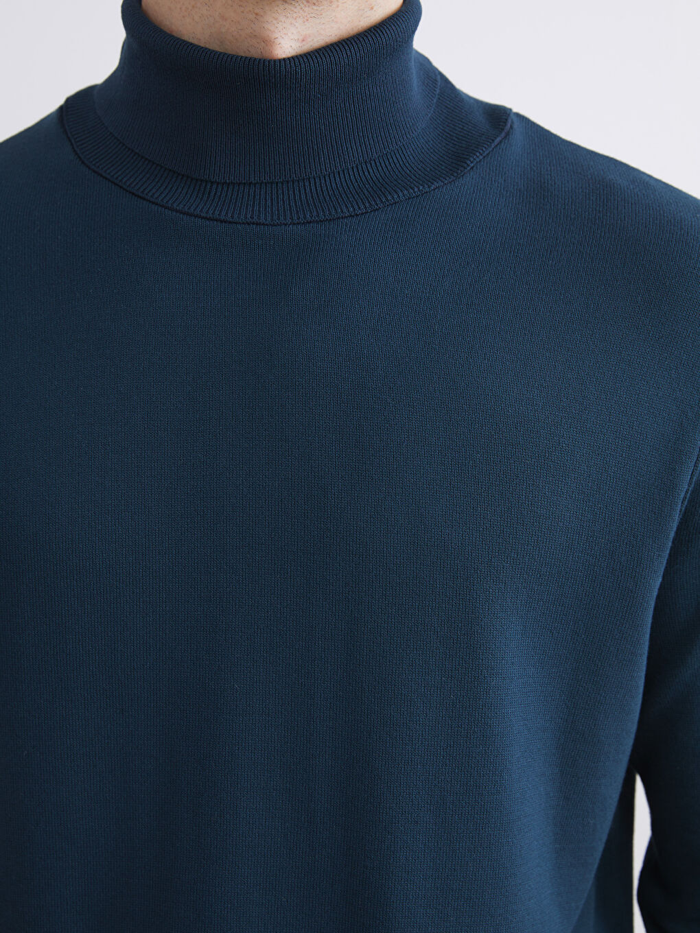 Lacivert Balıkçı Yaka Erkek Triko Kazak-2