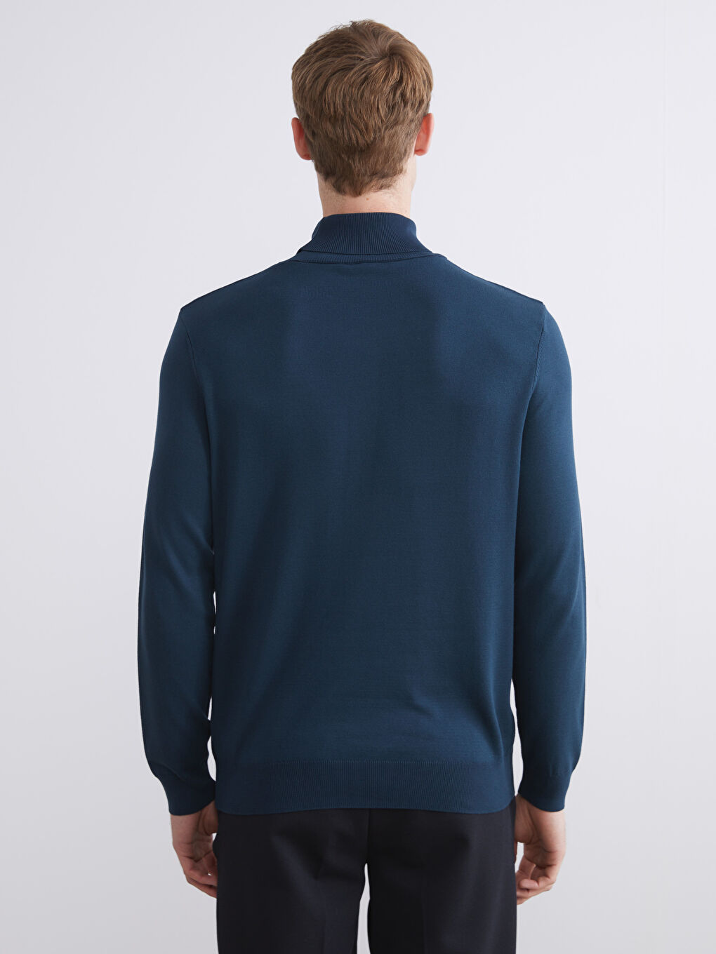 Lacivert Balıkçı Yaka Erkek Triko Kazak-3