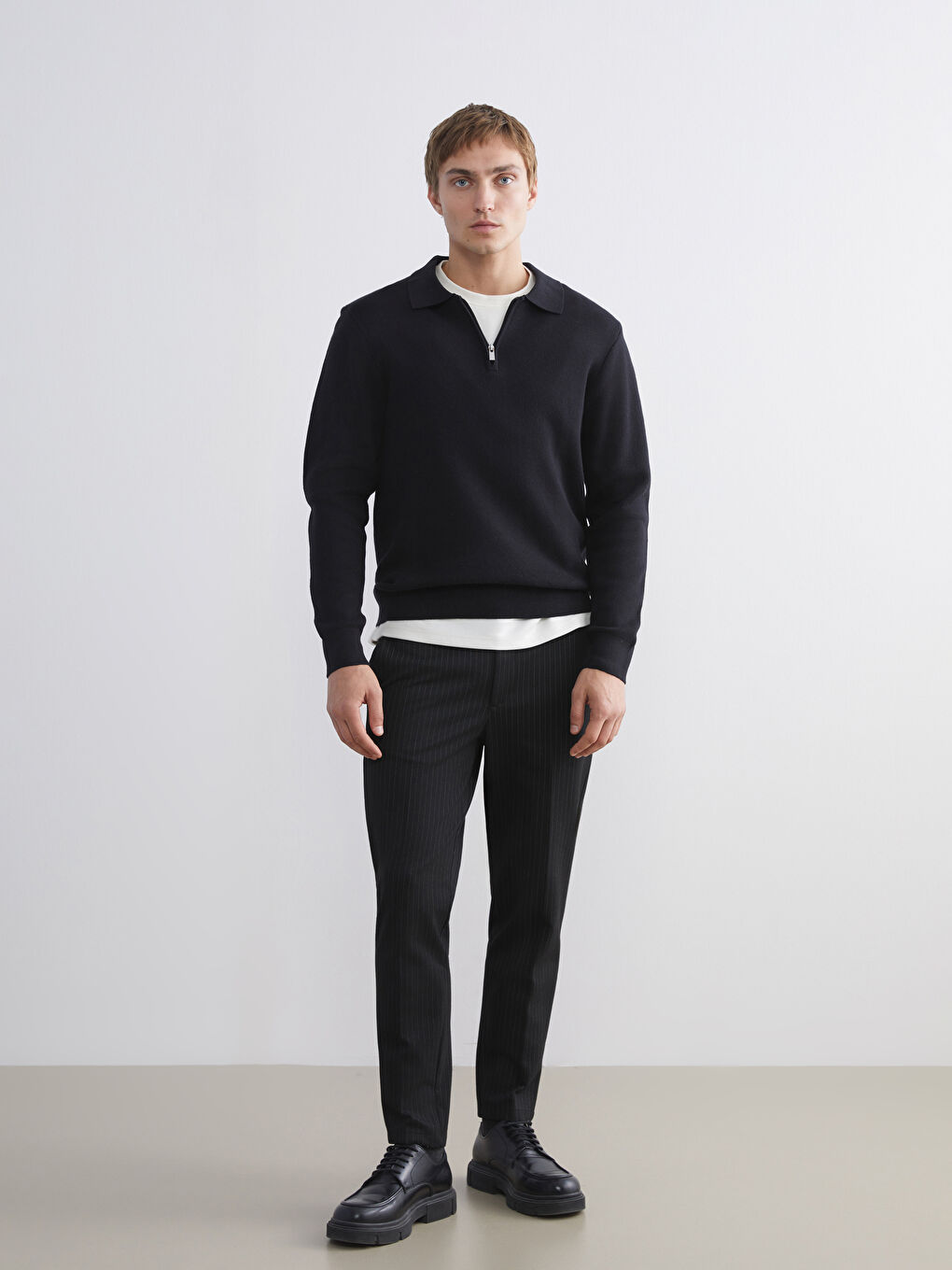 چاکەتی یەخەی پۆڵۆ بۆ پیاوان بە زیپ-1