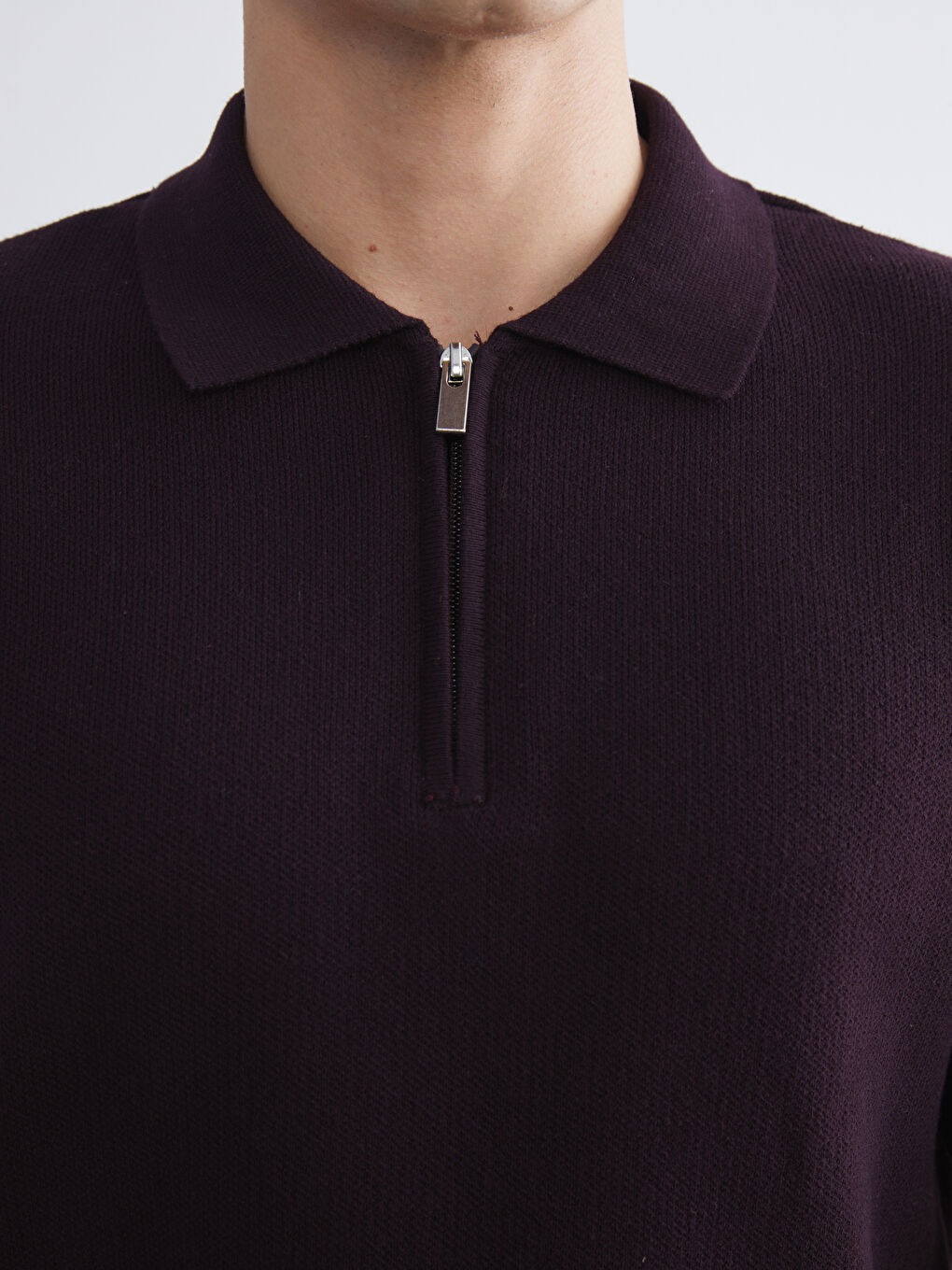 Zippered Polo Neck Men's Sweater-2