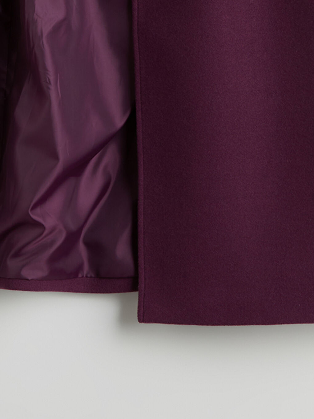 Mürdüm Kruvaze Yaka Kadın Kaşe Kaban-6