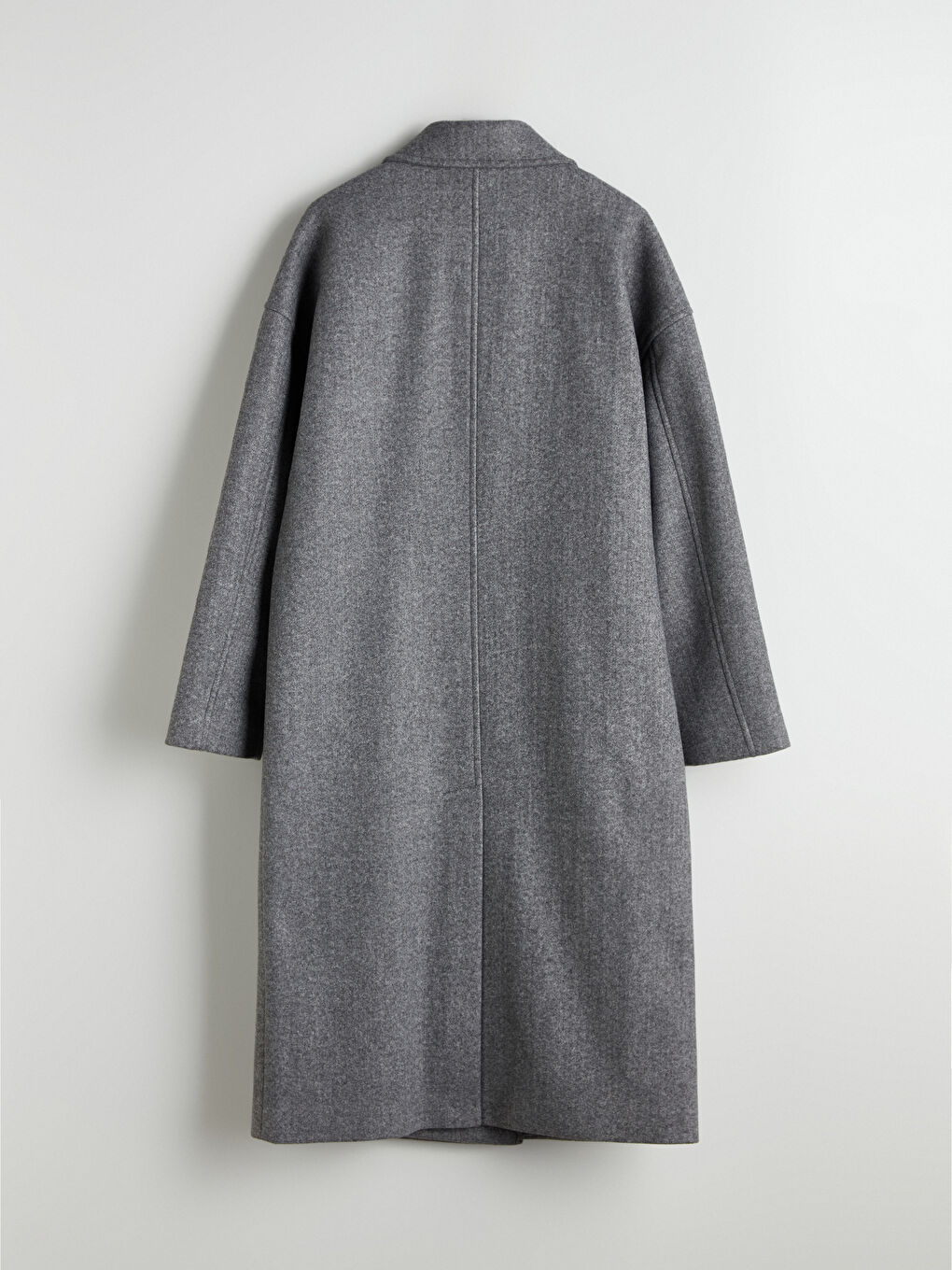 Gri Kruvaze Yaka Kadın Kaşe Kaban-8