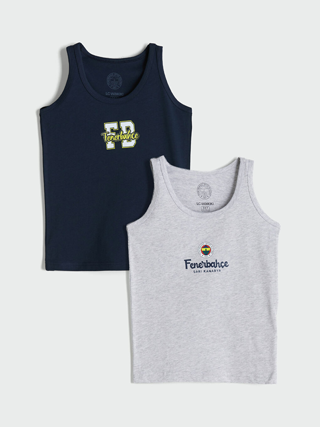 Lacivert Bisiklet Yaka Fenerbahçe Baskılı Erkek Çocuk Atlet 2'li