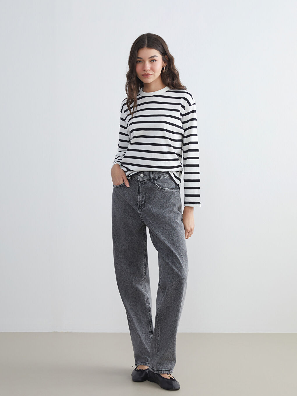 Crew Neck Striped Women's T-Shirt-1