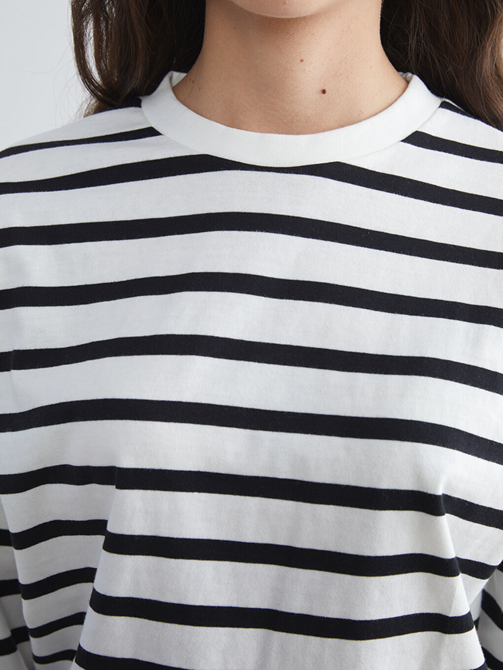 Crew Neck Striped Women's T-Shirt-2