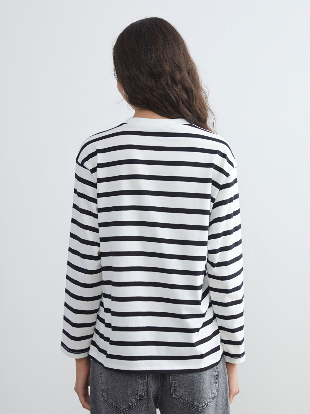 Crew Neck Striped Women's T-Shirt-3
