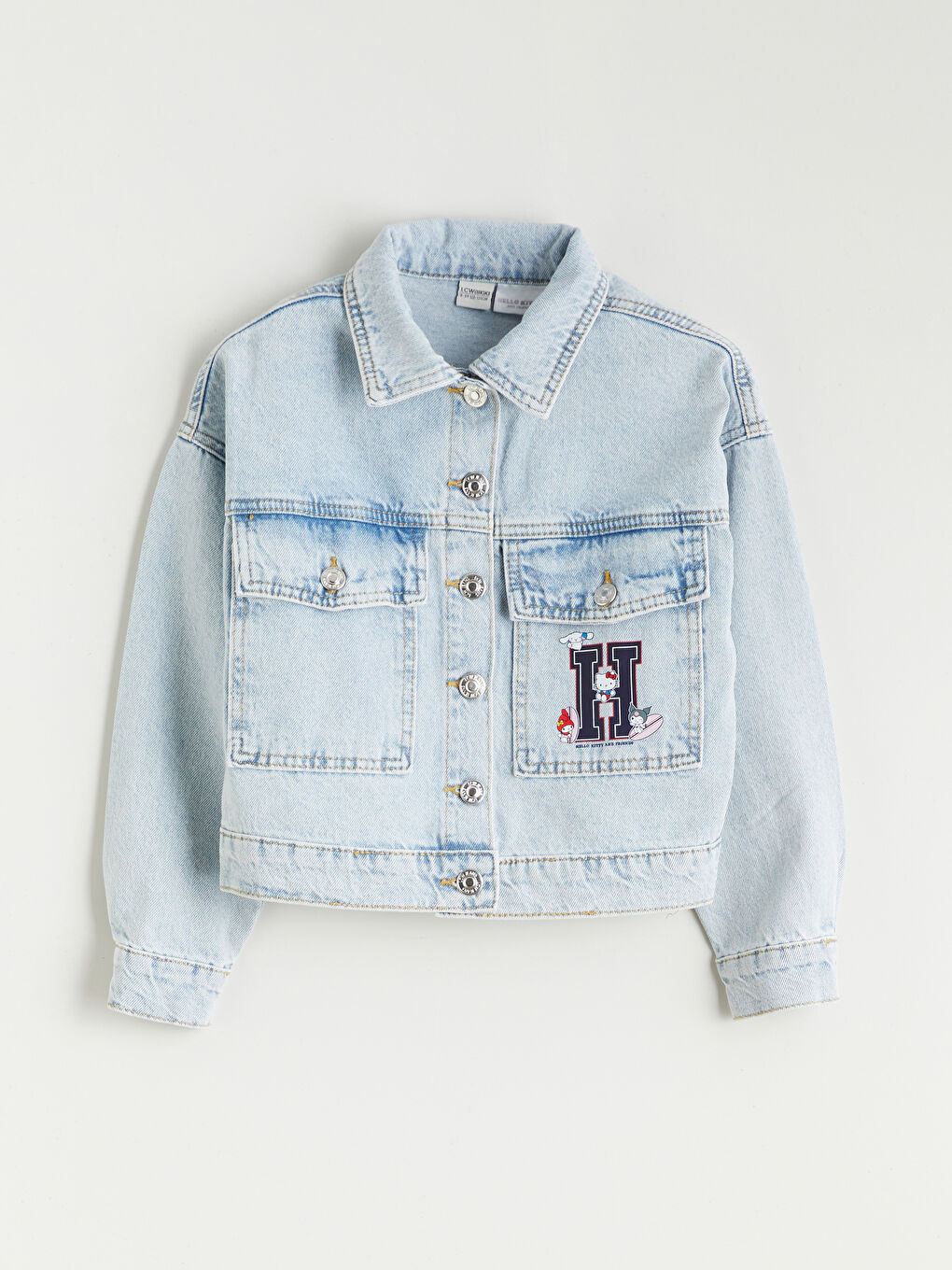 Mavi Hello Kitty Baskılı Kız Çocuk Jean Ceket-1
