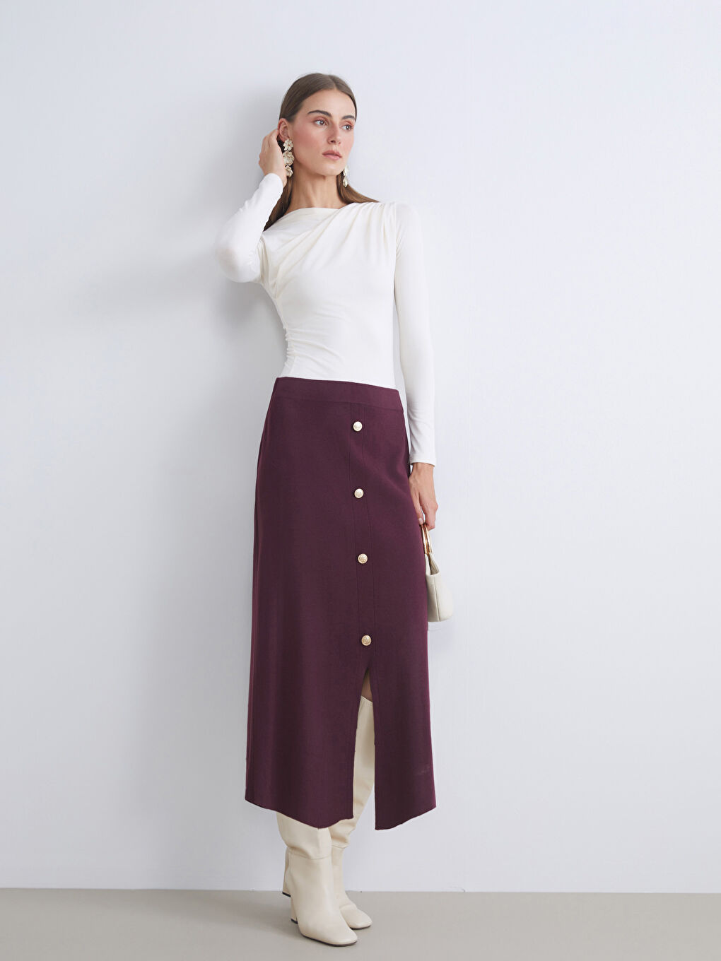 Elastic Waist Knitwear Skirt