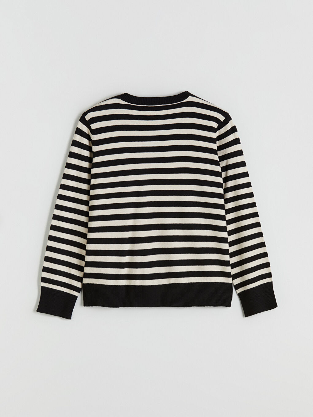 LCW Comfort Crew Neck Striped Women's Knitwear Cardigan -W5BP46Z8-LEG