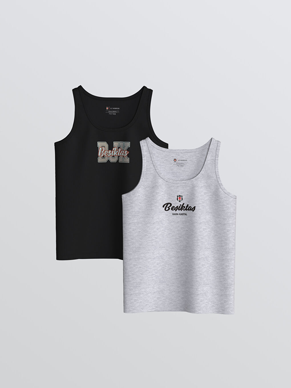 Siyah Bisiklet Yaka Beşiktaş Baskılı Erkek Çocuk Atlet 2'li