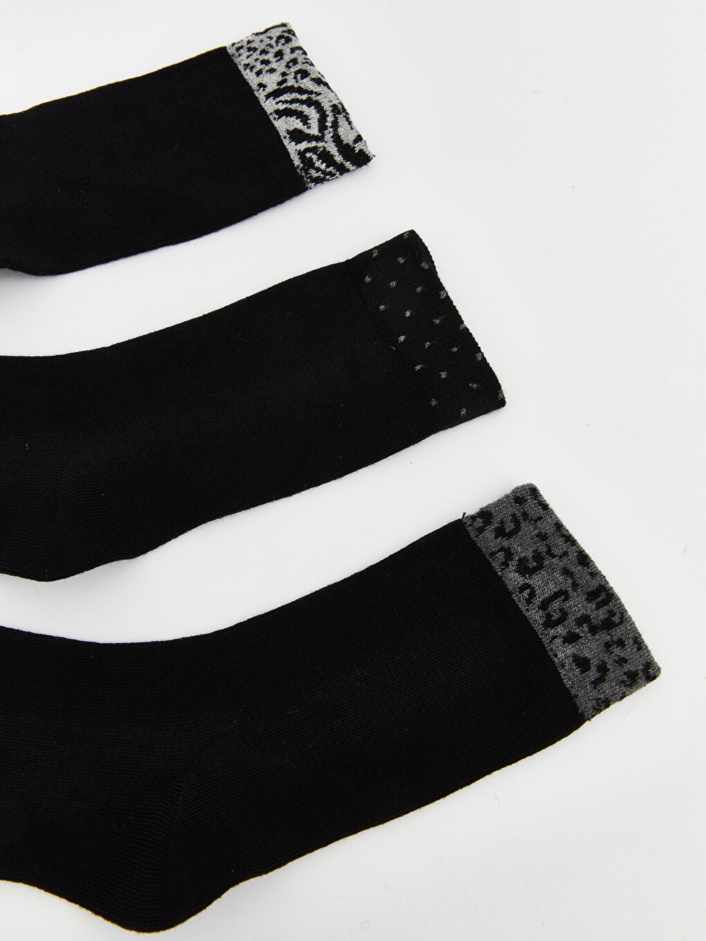 Gri Desenli Kadın Soket Çorap 3'lü-1
